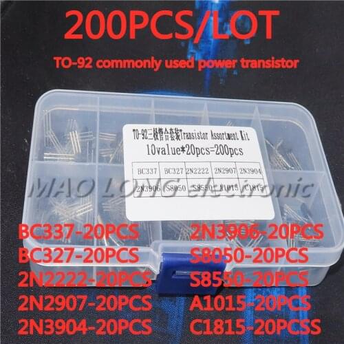 200PCS/LOT BC337 BC327 2N2222 2N2907 2N3904 2N3906 S8050 S8550 A1015 C1815 TO-92 Commonly used low-power tertiary tube