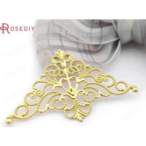 30587-G)20PCS 50x32MM Not plated color Brass Triangle Decorative Spacer Jewelry Making Supplies Diy Findings Accessories