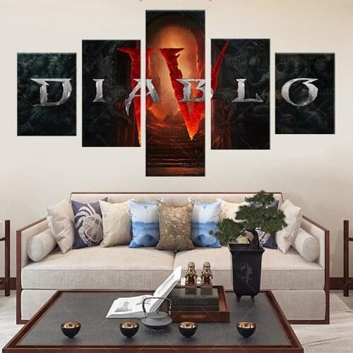 5 piece Diablo IV HD Game Poster Lilith Dormitory Home Decor Apartment Decoration Painting Bedroom Wall Stickers Canvas Poster