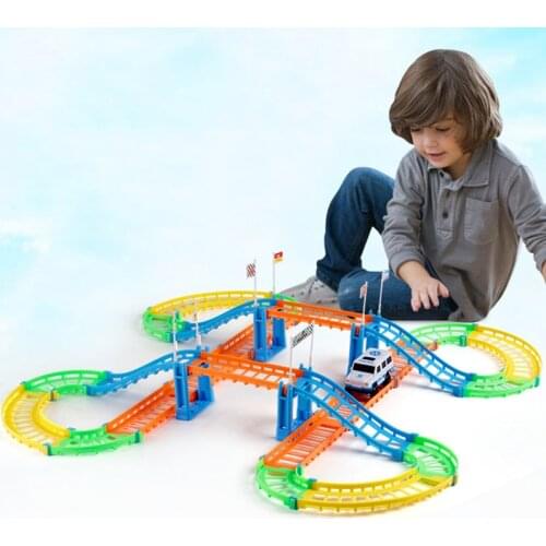 88pcs Diy Electric Rail Car Toys Kids Building Block Assembly Track Educational Toys Childrens Game Boy Girl Gift Speed Rail Car