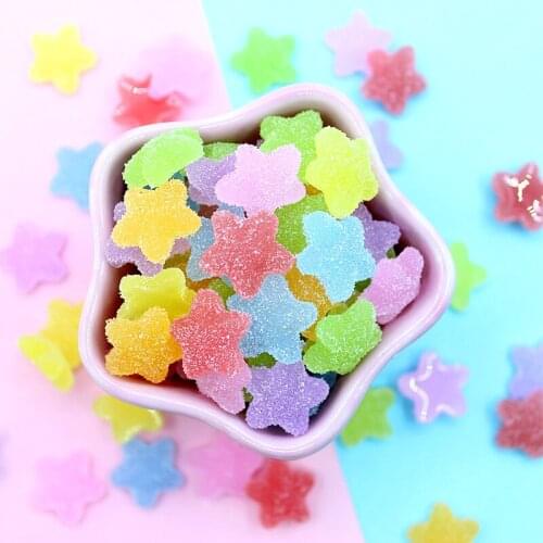 Free Shipping 100pcs 19*19MM Flatback Resin Cabochons Kawaii Stars Candy Shape DIY jewelry Findings Ornament Accessories Cameo
