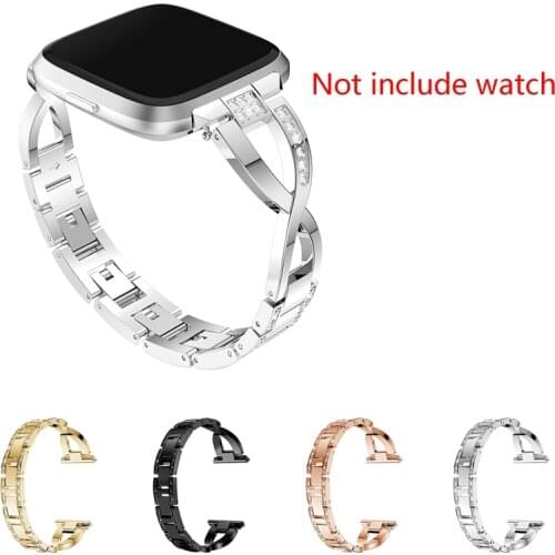 Diamond Watch Band for Fitbit Versa 2/Fitbit Versa Lite Stainless Steel Strap Lady Women Bling Diamond Band Strap