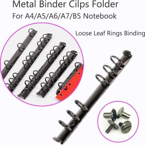 Black Metal Binder Cilps Folder Scrapbook Rings Folder Binder Rings for Notebook Planner File Cabinet with Rings Office Supplies