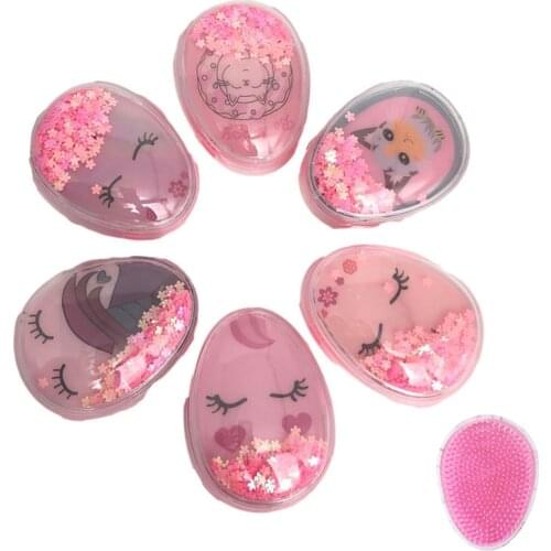 Childrens Comb Egg Round Shape Soft Styling Tools Detangling Comb Hairbrush Glitter Massage Comb For Travel