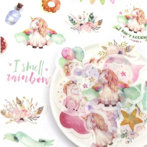 40Pcs Kawaii Stickers Cute Horse Decorative Stickers In The Notebook Cartoon Animal Labels Scrapbooking Album Diary Art Supplies
