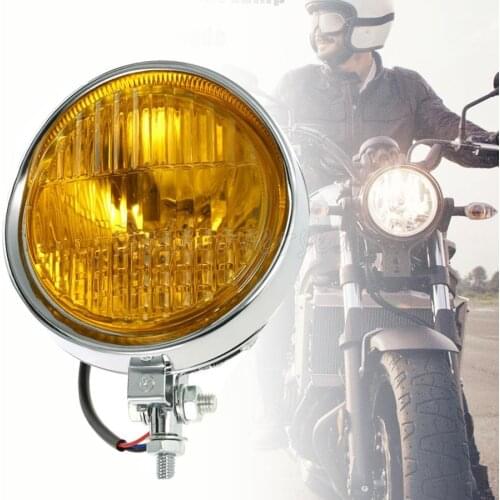Chrome Metal Retro Motorcycle Lamp 55W H4 High /Low Beam Headlight Fits For Harley Chopper Sportster Softail Old school Cafe