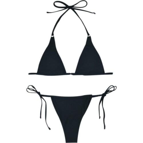 JANDEL Women Sexy Triangle Bikini Swimming Bathing Suits Scallop Halter Top Two Piece Swimsuits Swimwear S-L