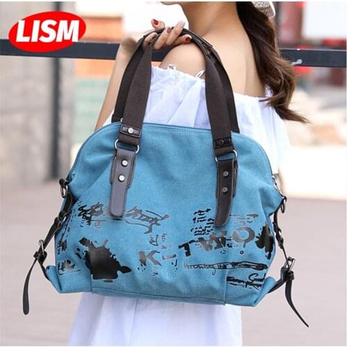 LISM Canvas Womens Bag New Korean Shoulder Large Capacity Casual Fashion Messenger Travel Handbags
