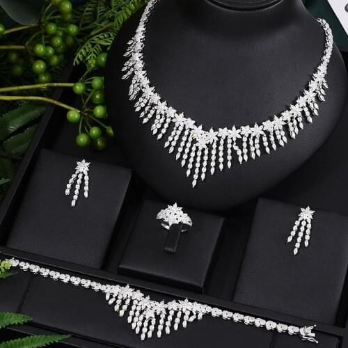 Missvikki Luxury Nigerian Dubai Tassel Necklace Earring Bangle Ring Set Jewelry Sets For Women Wedding Bridal Jewelry Sets 2020
