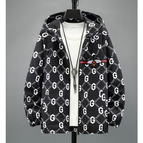 2021 Autumn Men Jacket Hooded Casual Windproof Zipper Embroidery Loose Fashion Young Korean Design Large Size