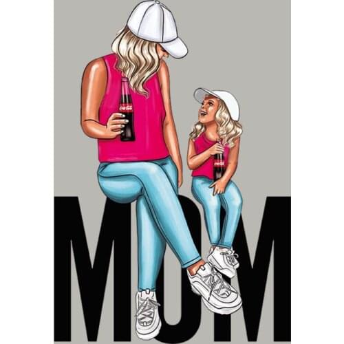 Drink Mom Girl Pattern Patches Tops Fashion Diy Heat Transfer Vinyl Appliqued Iron On Patch Over Powder Transfers Washable