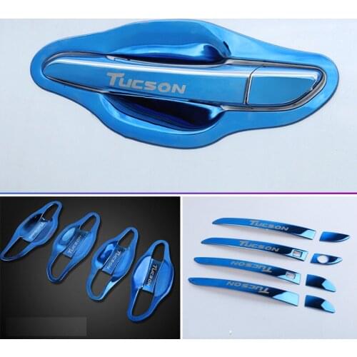 Stainless steel Car Door Handle bowl Trim Strips Sticker for Hyundai Tucson 2015-2020 Door handle patch Accessories