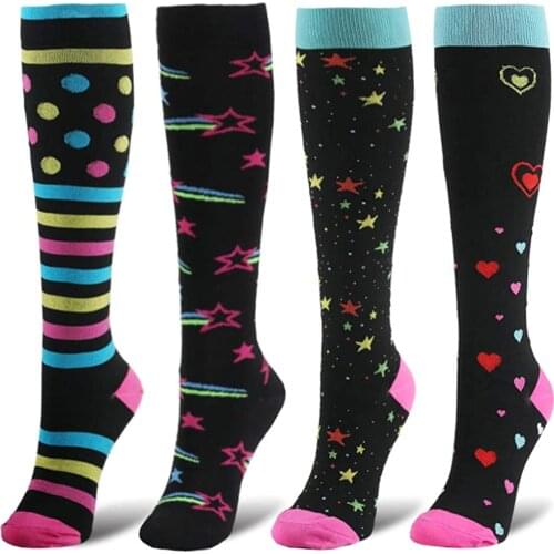 Men Women Compression Socks Running Sports Socks Happy Compression Stocking for Anti Fatigue Pain Relief Knee High New