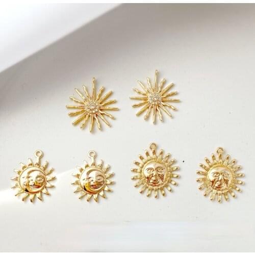 18K gold-clad exaggerated hipster personality Sun God Moon pendant DIY hip-hop necklace jewelry material