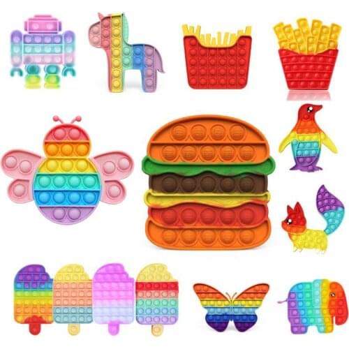 Rainbow Fidget Stress Relief Squeeze Toys for Kid Squishy Sensory Anti Stress Game Hand Simple Dimple Fidget Relax Toy