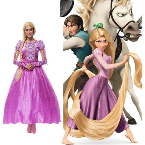 Family Girls Princess Rapunzel Costume Dress Adult Women The Tangled Role Playing Frocks Costume For Halloween/Carnival Party