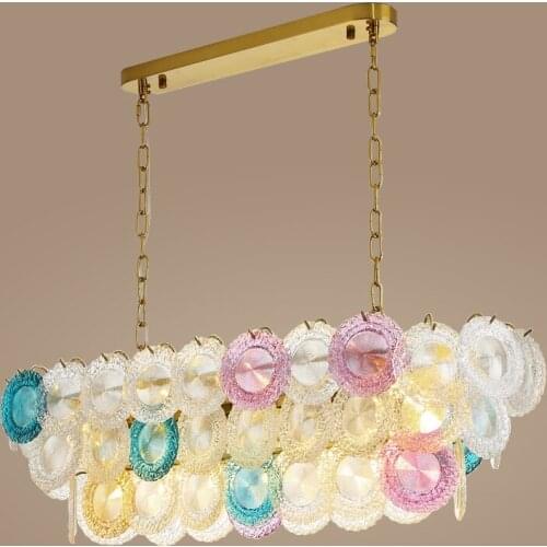 Modern Multcolor Gold Long Metal Crystal Chandelier Luxury Living Room Creative Pendant Lamp Decor Lighting Fixture PA0627