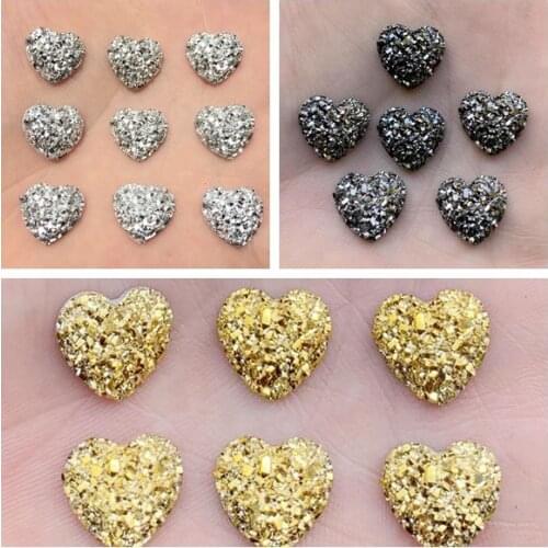 250pcs Gun black &silver Heart Flatback Resin Rhinestones for DIY Scrapbooking Phone/Wedding/Craft -S42*5