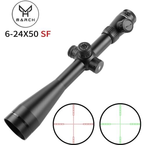 MARCH 6-24X50 SF Tactical Rifle Scope with Illuminated Airsoft Scope Hunting Scope HD Vision Waterproof and Shockproof