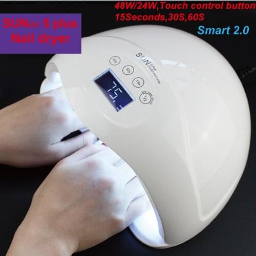Touch smart control SUNUV 5plus 48W Nail Dryer White Lamp 365nm+405nm UV Lamp Curing Both LED Gel UV Gel Professional Nail Lamp