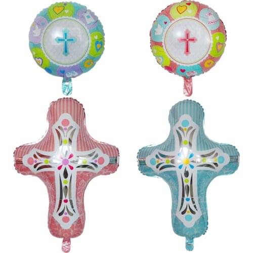 5pcs Jesus Cross Foil Helium Balloons Easter Christening First Communion Eucharist Religious Party Baptism Decoration Air Globos