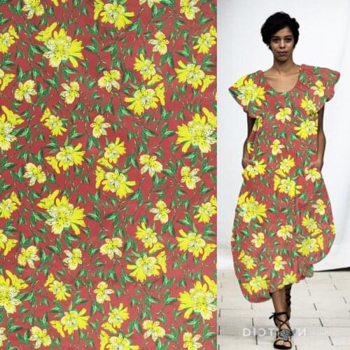 Yellow floral design 100% pure silk organza gauze silk fabric 140cm width,SOZ153