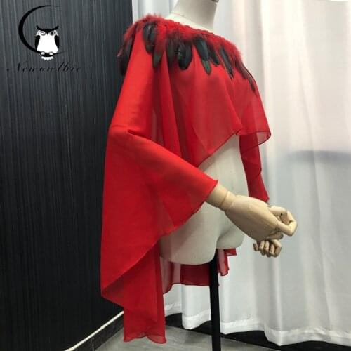 Summer sunscreen + 100% turkey feather cape womens Cape length 27 cm in front and 70 cm at back cloak outdoor beach coat