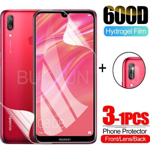 1-3Pcs Protective Hydrogel Film For Huawei Y7 Pro Prime Screen Protector Camera Glass for huawei y7 pro prime huawie screen film