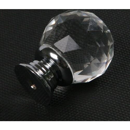 1pcs 30mm Crystal Glass Diamond Shape Cabinet Knob Cupboard Drawer Pull Handle