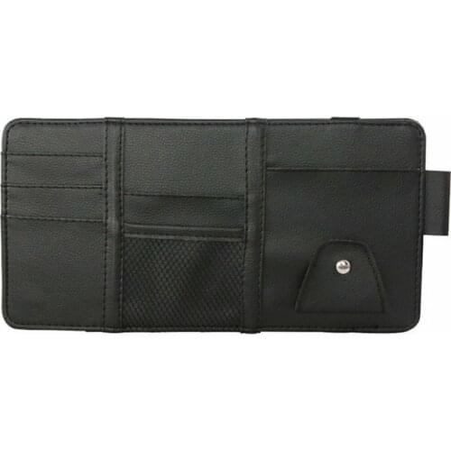1 Pc PU Leather Universal Car Sun Visor Card Pen Holder Glasses Clip Leather Storage Bag Car Storage Rack