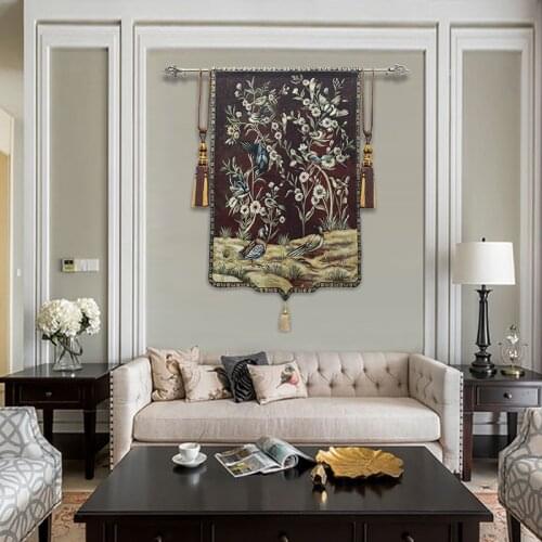 100% Cotton Tapestry Wall Hanging Home Decor Wall Blanket Floral and Bird Middle Palace Decoration