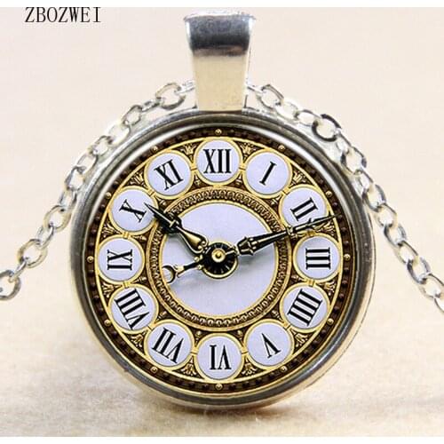2018/Popular hot money retro clock and watch pattern pendant necklace for men and women clothing accessories necklace jewelry