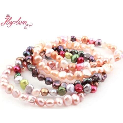 5-7mm Freeform Natural Freshwater Pearl Beads For Women Chritmats Fashion Jewerly Gift Bracelet 7.5" Drop Shipping
