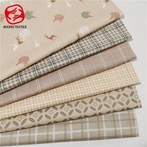 Cotton Plaid Geometric Printing Camel Color Fabric For Dress Skirt Twill DIY Hand-Sewing Material Patchwork Quilted Bedding