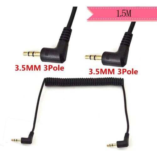 90 Degree Right Angle 3.5mm Male to Male Jack 3 & 4 Pole Extension Aux Audio Coiled Spiral Cable 1.5m/5ft