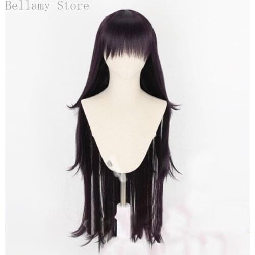 Anime Danganronpa V3 Mikan Tsumiki Cosplay hairwear long Black Straight Wig+Wig Cap