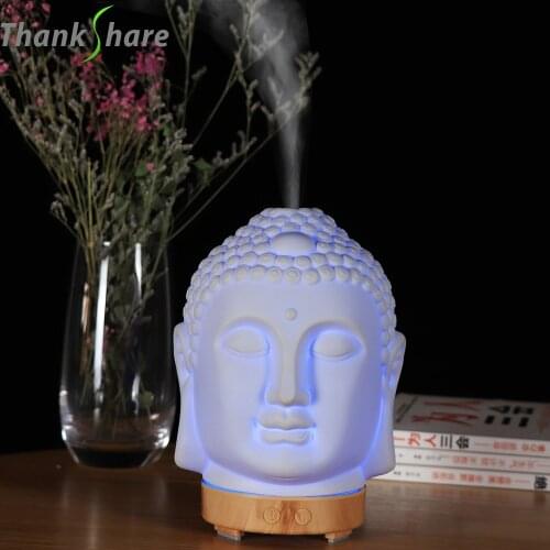 THANKSHARE Essential Oil Diffuser Buddha head Humidifier Night Lamp Aromatherapy Mist Foger Maker Essential Oil Diffuse for Home