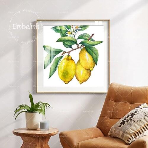 Embelish 1 Pieces HD Print Canvas Waterproof Oil Paintings Lemon On The Branch Fruit Pictures Kitchen Decor Living Room Posters