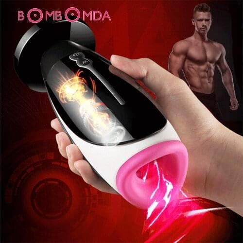 Deep Throat Blowjob Masturbation Cup Contact Earphone Intelligent Heating Moan Voice Interactivev Oral Sex Toys Machine For Man