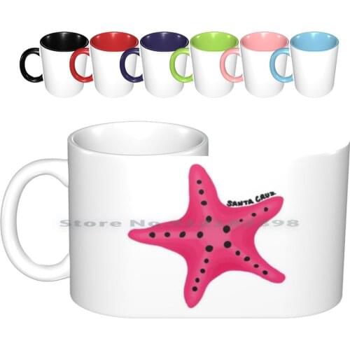 Starfish Ceramic Mugs Coffee Cups Milk Tea Mug Cruz Star Fish Star Fish Pink Black Starfish Trend Trending Color Colors