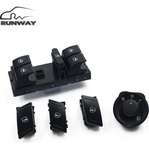 For SKODA Octavia MK2 II 1Z Master Electric Power Window Side Mirror Switch Button 5PCS/SET 1Z0 959 858B 1Z1959565A