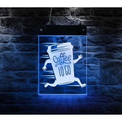 Coffee Shop Rectangle Acrylic LED Neon Sign Board Customized Coffee Logo Wall Art Decor Colors Changing Cafe Display Light Sign