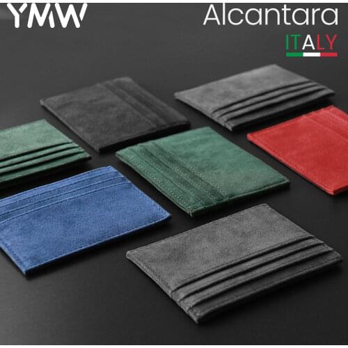 YMW ALCANTARA Card Holder Women & Man Turn fur Luxury Artificial Leather Slim Card Wallet Small Thin Card Package
