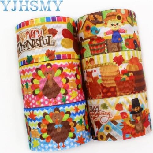YJHSMY,I-19831-2023,38mm 10yards Thanksgiving Thermal transfer grosgrain Ribbons,bow cap DIY handmade accessories decorations