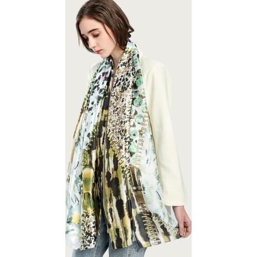 Summer New Large Silk Neck Scarf Luxury Print Pattern Long Shawl Stole Leopard Scarf [5025]