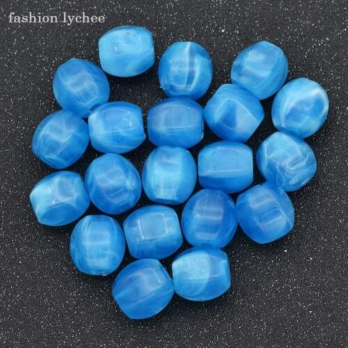 Fashion lychee 20pcs Acrylic Beads Hexagon Charms For Women Necklace Earring DIY Jewelry Making Pendant Components