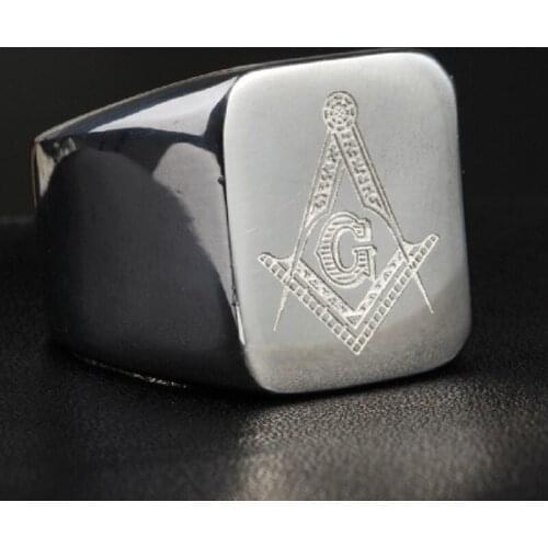 Mens 316L Stainless Steel Titanium Freemasons Freemasonry Finger Masonic Ring Mens Jewelry