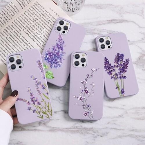 Fashion Lavender Flowers Phone Cases For iPhone 11 12 Pro X XR XS Max 5 5S 6 6S 7 8 SE 2020 Plus 12 Mini Soft TPU Silicon Covers