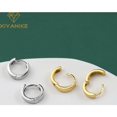 XIYANIKE 925 Sterling Silver New Gold Round Hoop Earrrings Women Luxury Fashion Gorgeous Classic Handmade Jewelry Accessories