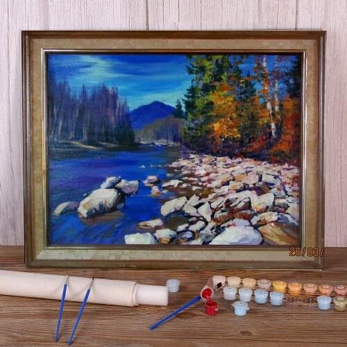 Landscape Autumn. Etude Painting By Numbers Set Acrylic Paints 50*70 Paiting By Numbers Home Decoration For Handicraft